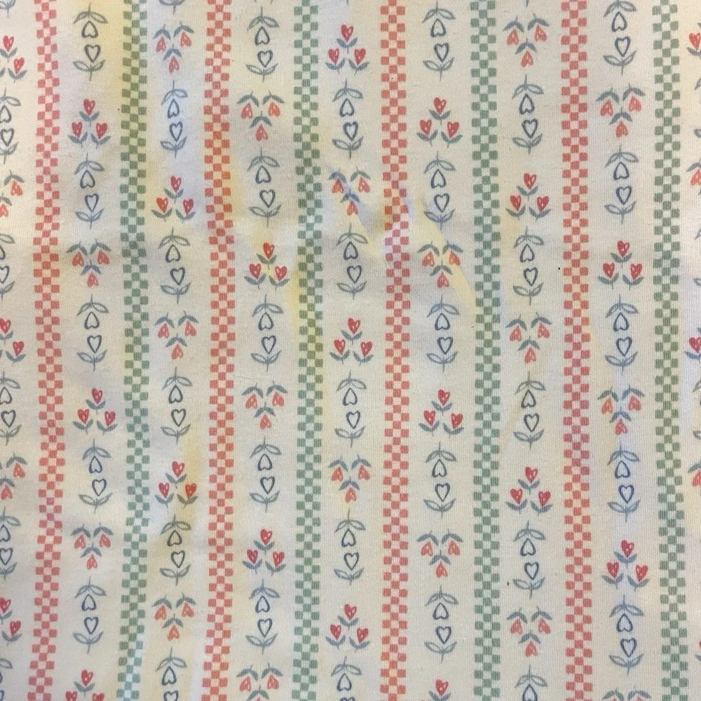 Vtg Gymboree Checkered Flowers Hearts Baby Blanket Floral Blue White Pink Ruffle